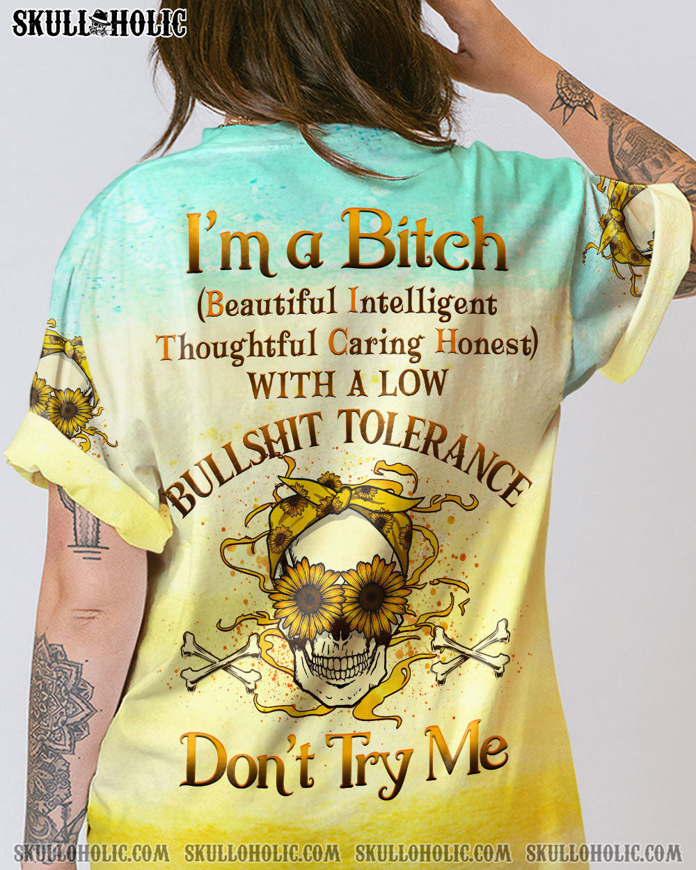 I'M A B DON'T TRY ME SUNFLOWER ALL OVER PRINT - YHHG2707234