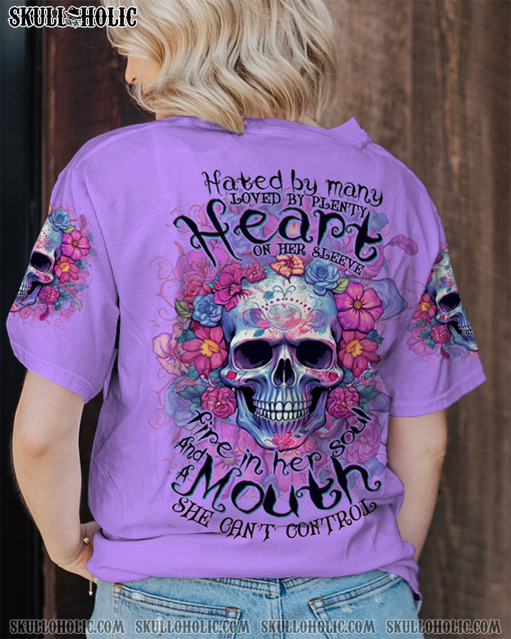 A MOUTH SHE CAN'T CONTROL SKULL ROSE ALL OVER PRINT - TLTW0806234