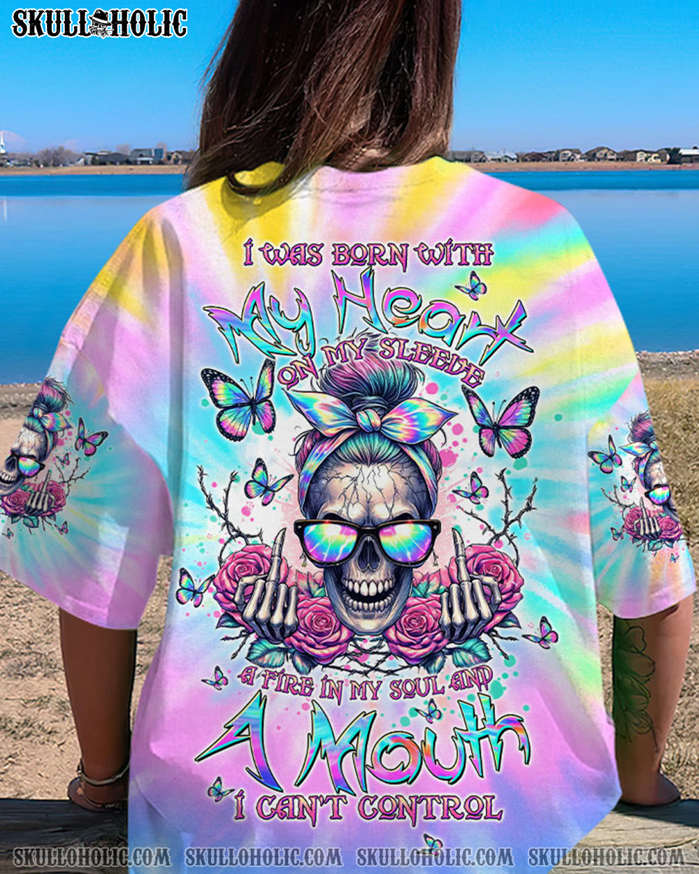 A MOUTH I CAN'T CONTROL SKULL MESSY BUN ROSE ALL OVER PRINT - TLTW0706246