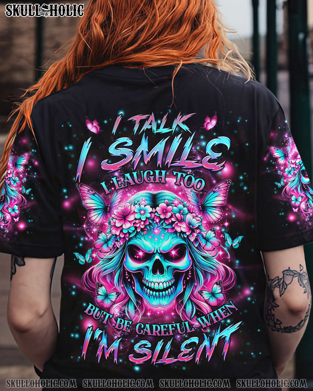 BE CAREFUL WHEN I'M SILENT SKULL ALL OVER PRINT - YHHG2304242