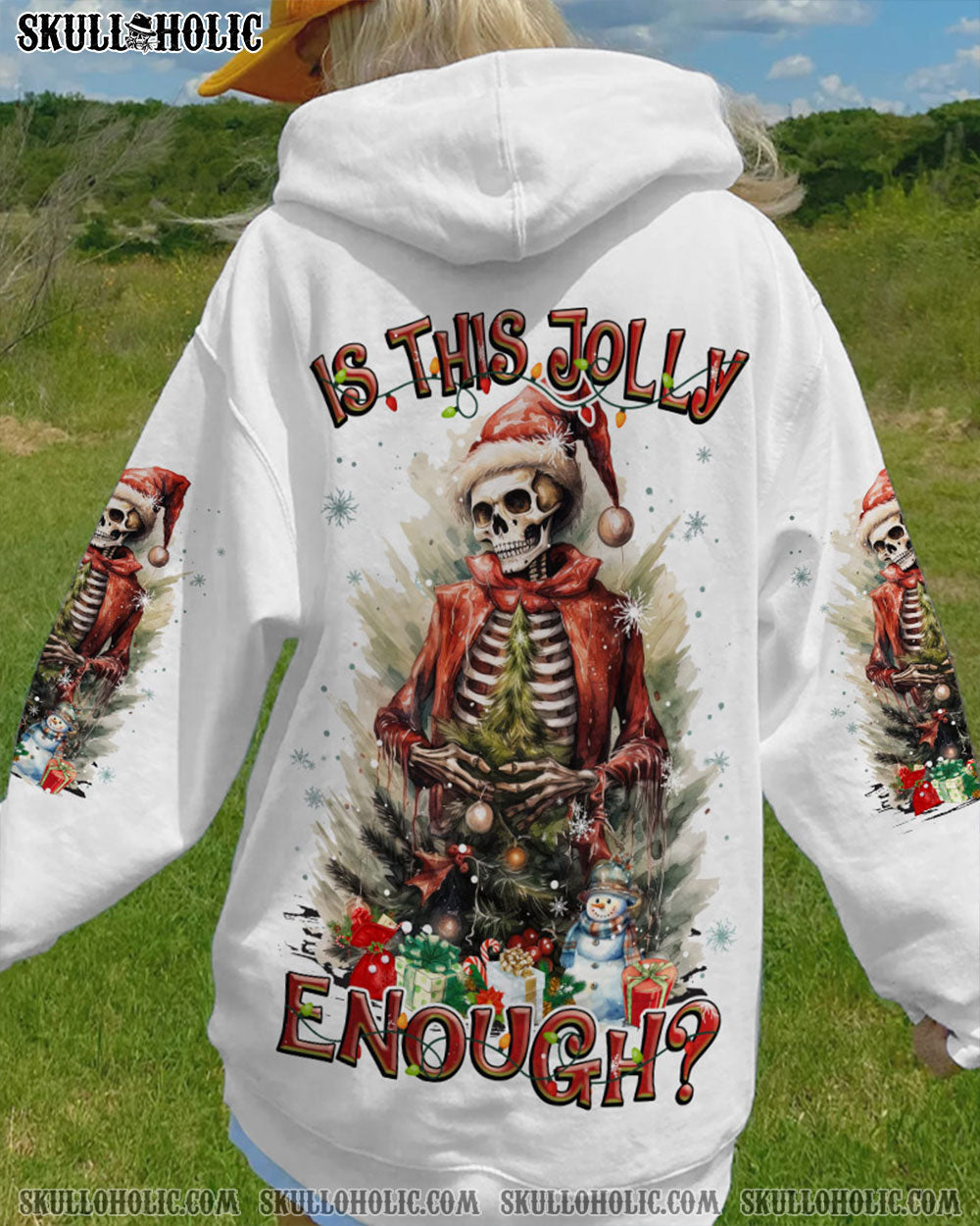 IS THIS JOLLY ENOUGH SKELETON CHRISTMAS ALL OVER PRINT - TLNZ1409232