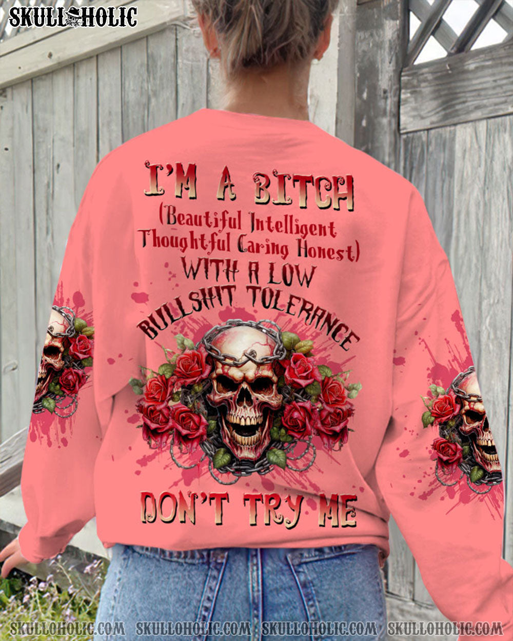 I'M A B DON'T TRY ME ROSE SKULL ALL OVER PRINT - TLTW1909233