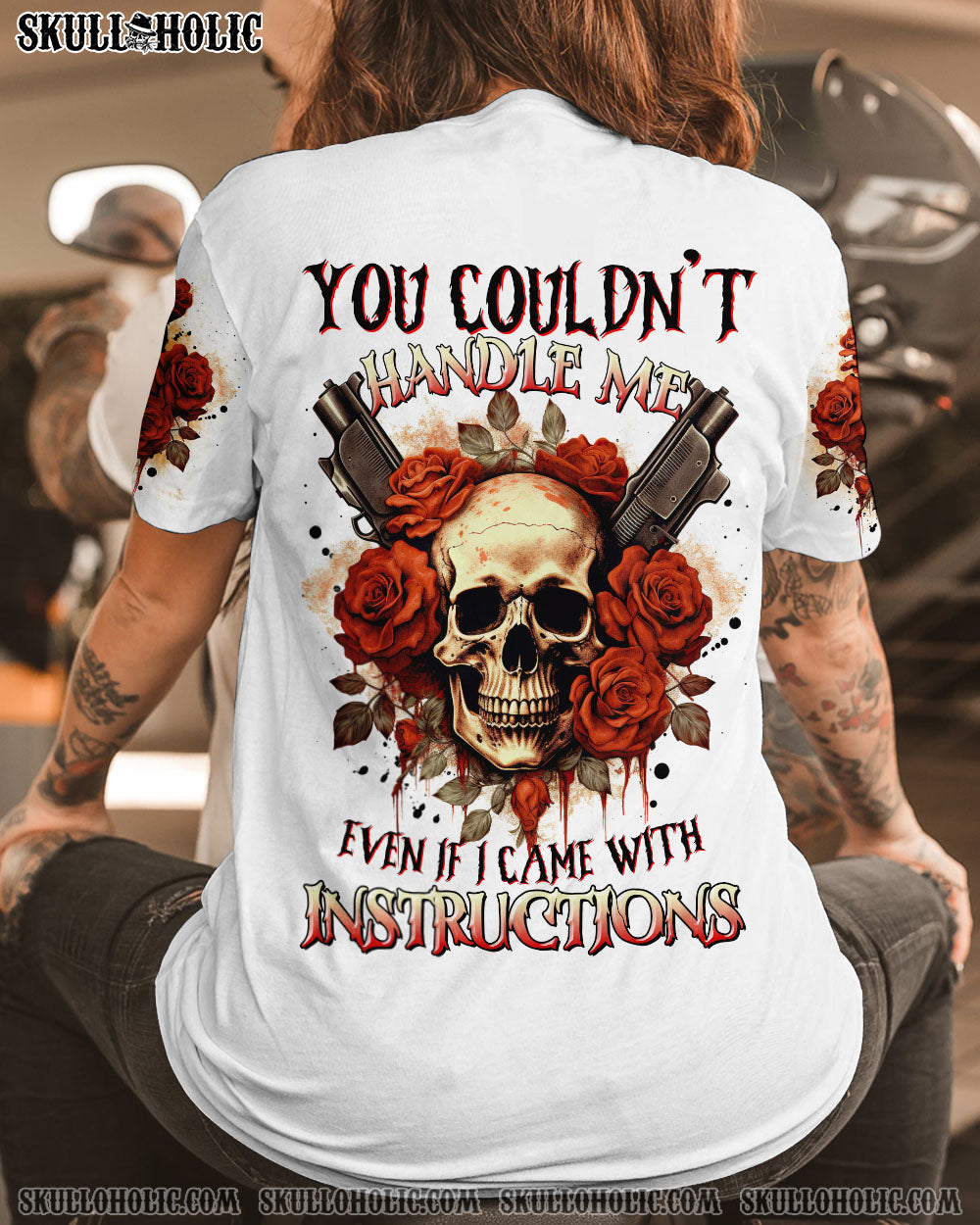 YOU COULDN'T HANDLE ME ROSE SKULL VINTAGE ALL OVER PRINT - TLTR1005233