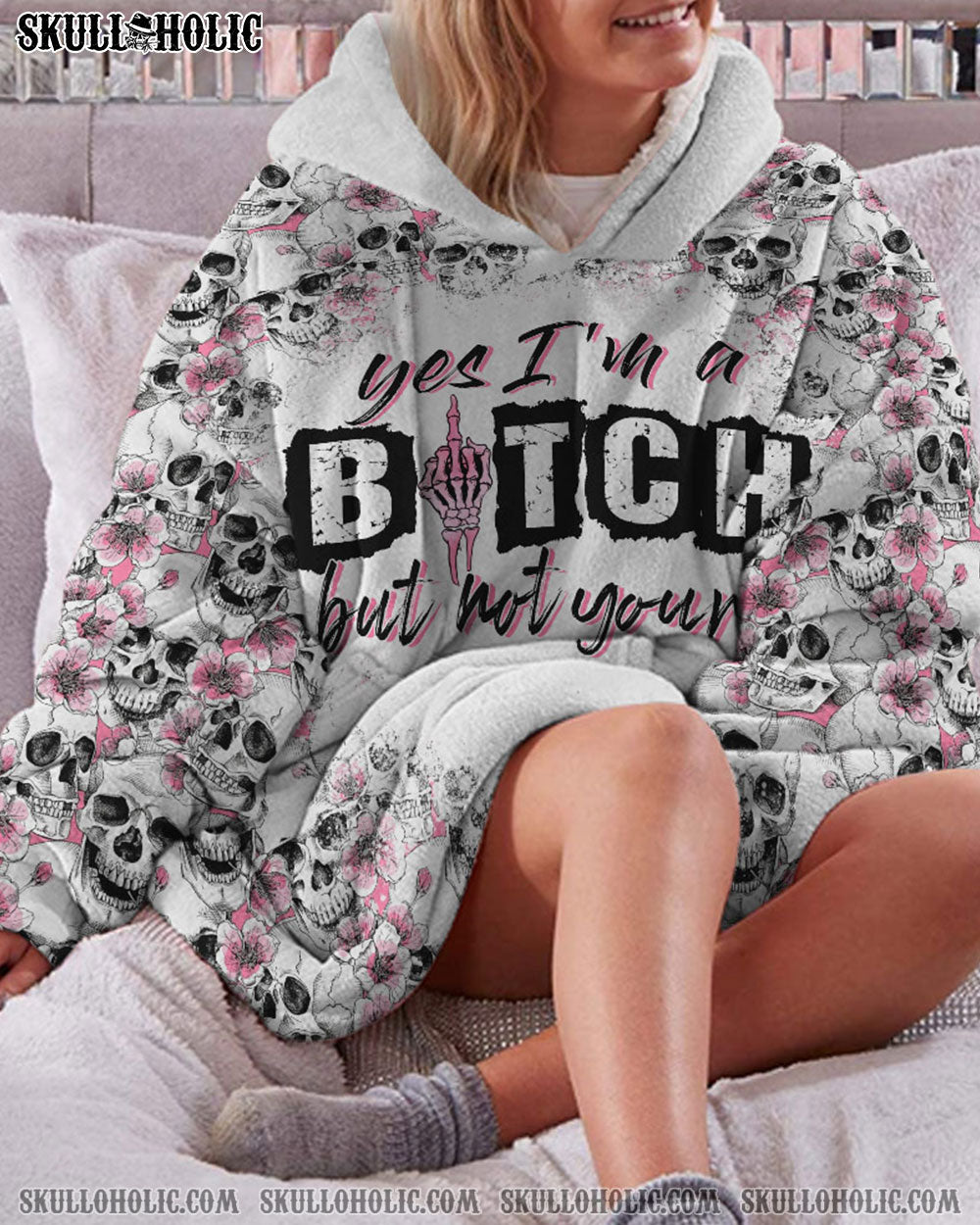 YES I'M A B BUT NOT YOURS SHERPA BLANKET HOODIE - YHHN2810225