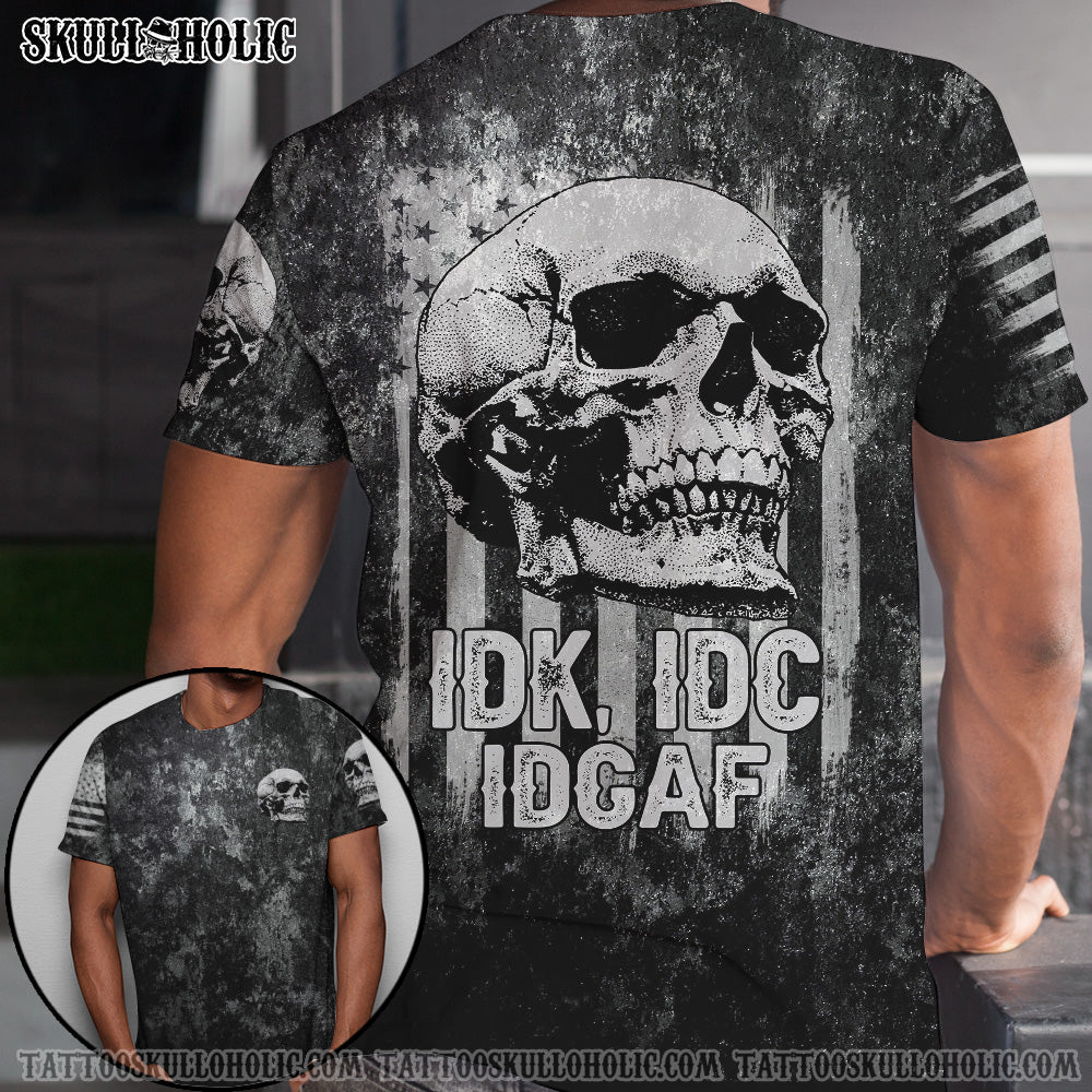 (HOT DEAL) IDGAF FLAG SKULL ALL OVER PRINT - TLTM2201222