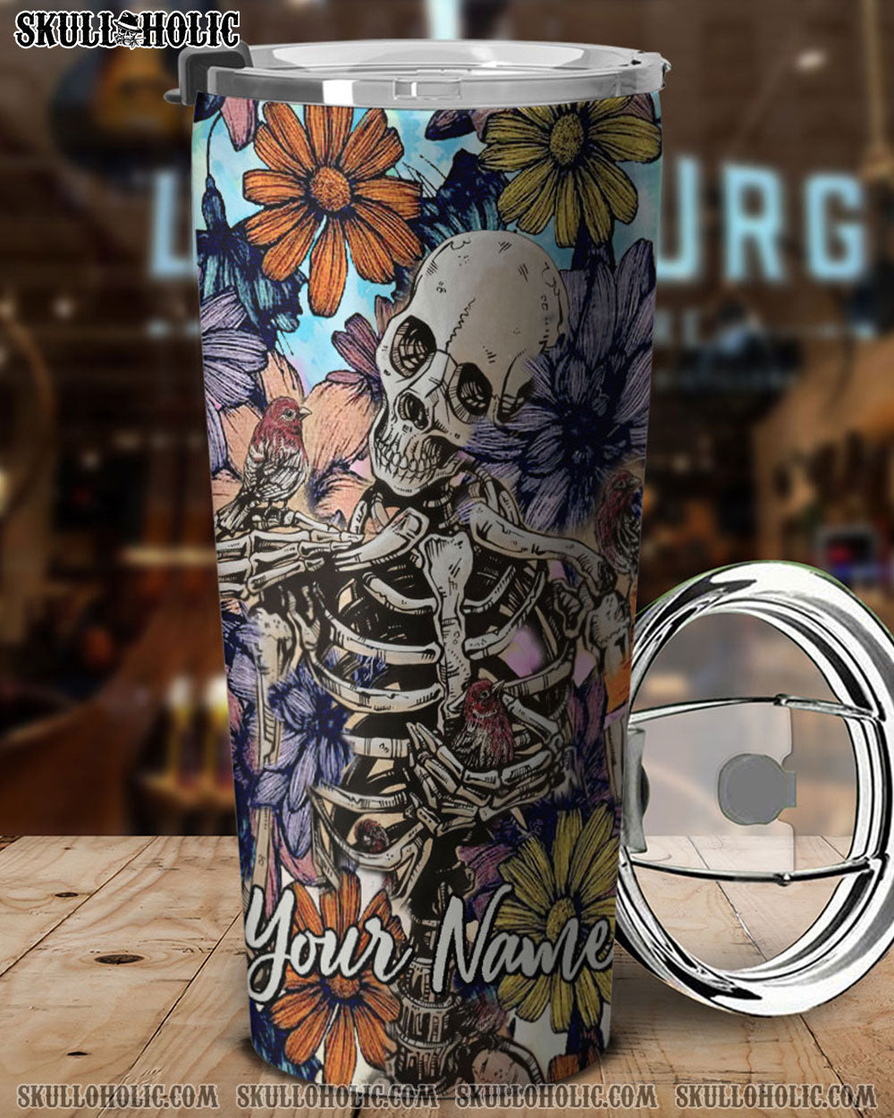 Personalized Skull Floral Tumbler - Tltr0111224