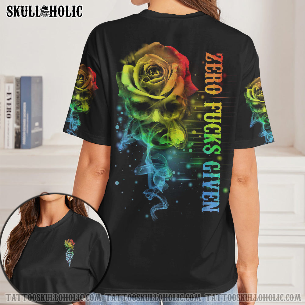 ZERO FCKS GIVEN ROSE SMOKE SKL ALL OVER PRINT - TLNO0202212KI