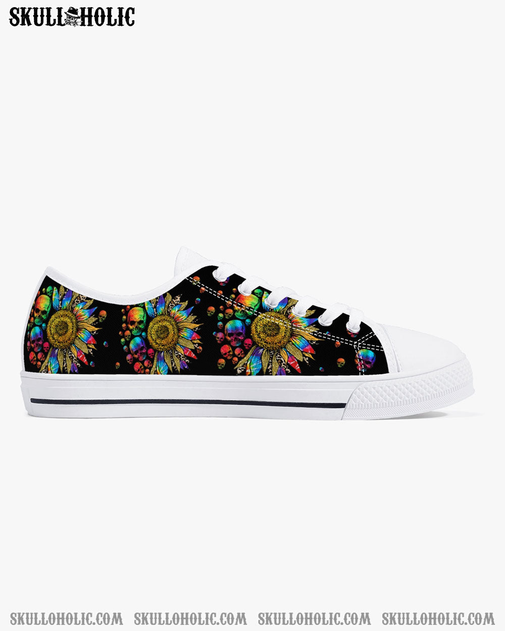 SUNFLOWER SKULL TIE DYE LOW TOP CANVAS SHOES - TLNX2504223