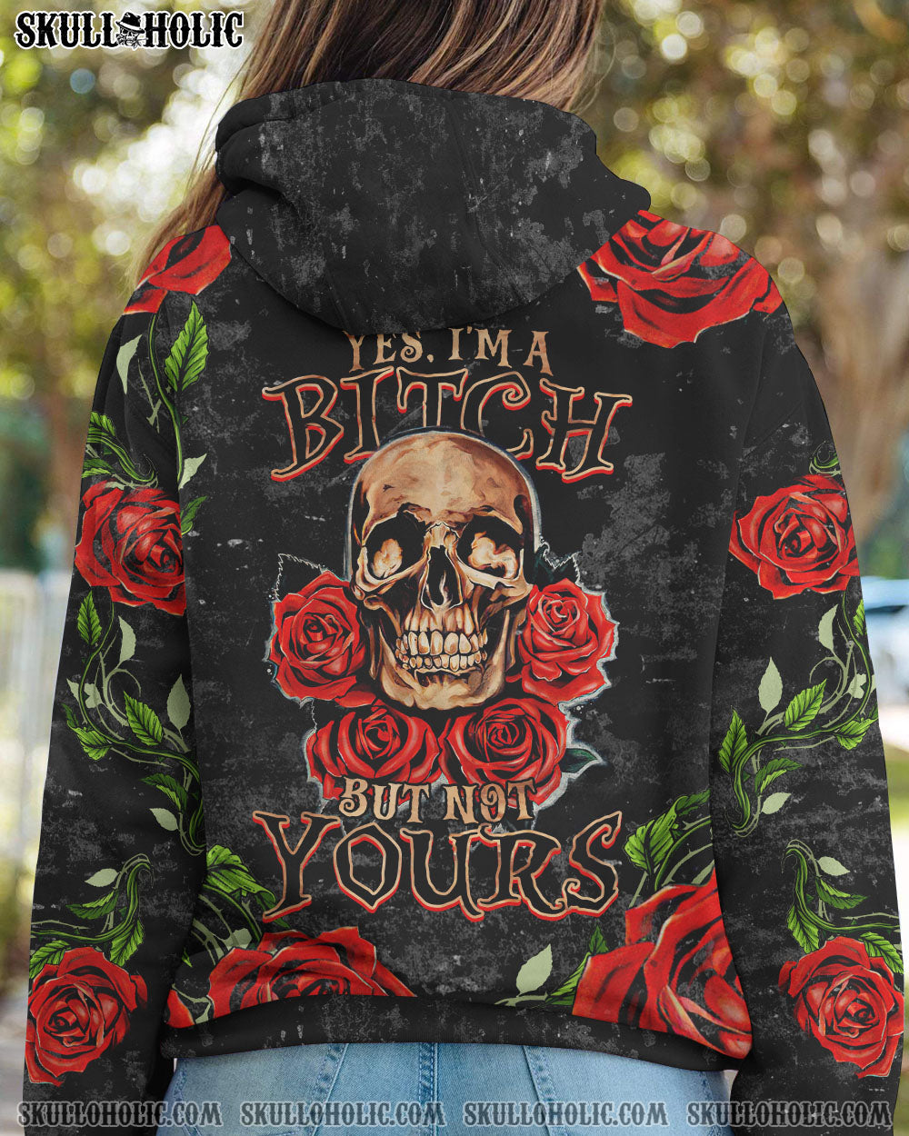 YES I'M A B VINTAGE ROSE SKULL ALL OVER PRINT - TLTM1410223