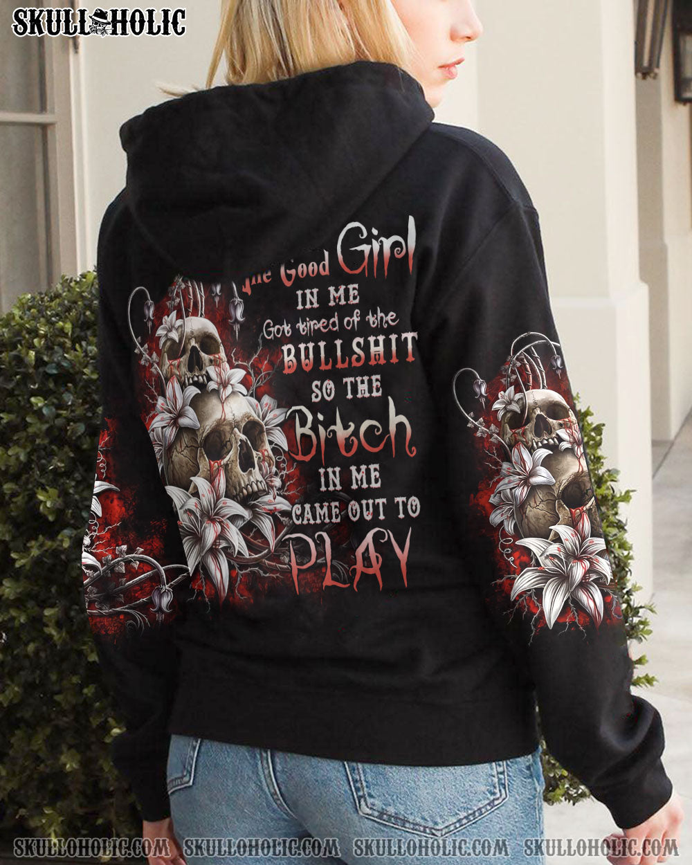 THE GOOD GIRL IN ME GOT TIRED SKULL ROSE ALL OVER PRINT - YHHN1701231