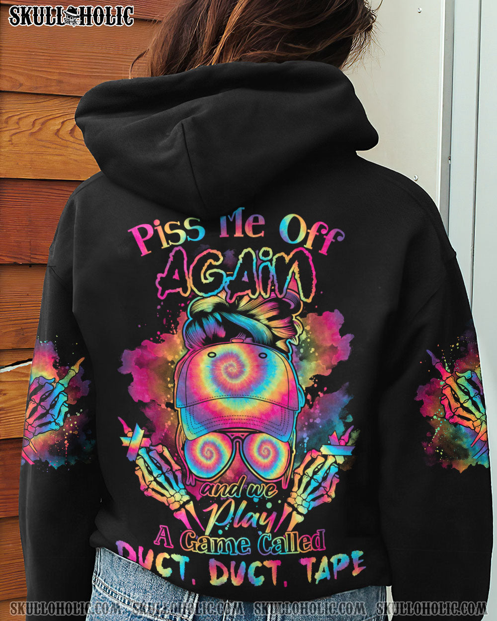 PISS ME OFF AGAIN TIE DYE MESSY BUN ALL OVER PRINT - TLNO2302231