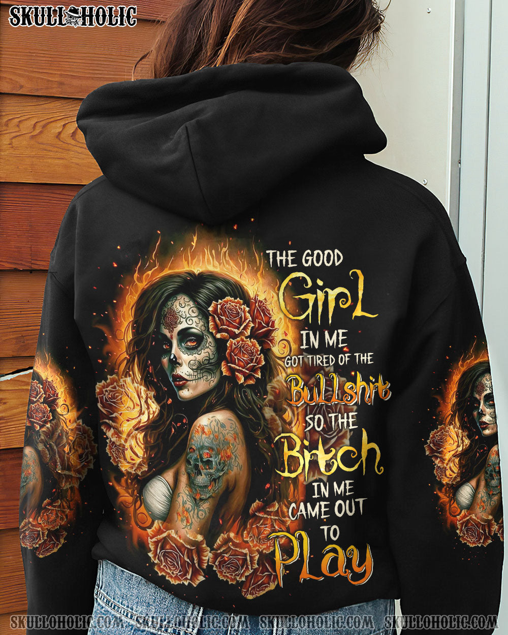 THE GOOD GIRL IN ME SUGAR SKULL GIRL ROSE ALL OVER PRINT - TLTW3103233