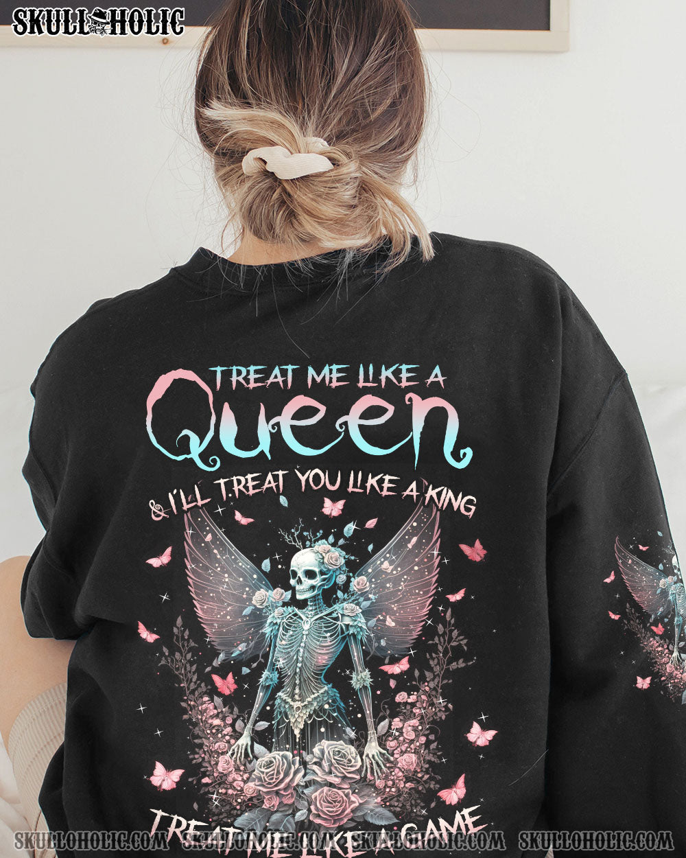 TREAT ME LIKE A QUEEN WINGS SKULL ALL OVER PRINT - TLNZ0902234