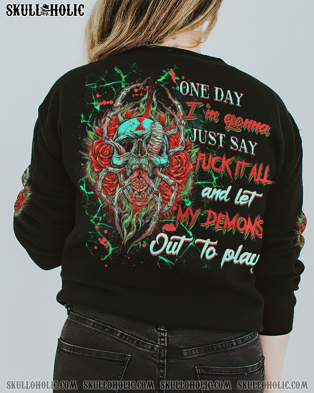 ONE DAY I'M GONNA JUST SAY ROSE SKULL ALL OVER PRINT - TLNZ1302235