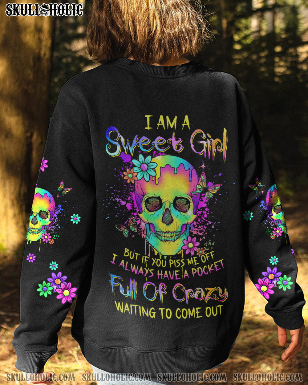 I AM A SWEET GIRL FLOWER SKULL ALL OVER PRINT - YHLN0703234