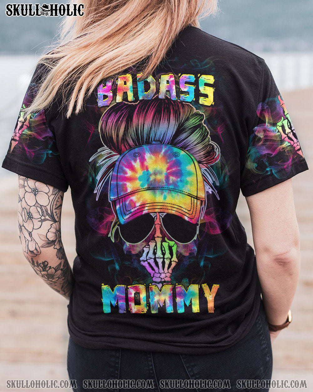 BADASS MOMMY MESSY BUN ALL OVER PRINT - YHHG2402232