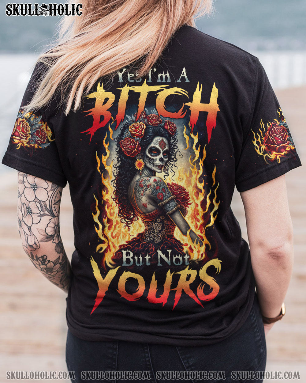 YES I'M A B BUT NOT YOURS SUGAR SKULL ALL OVER PRINT - TLTW2203232