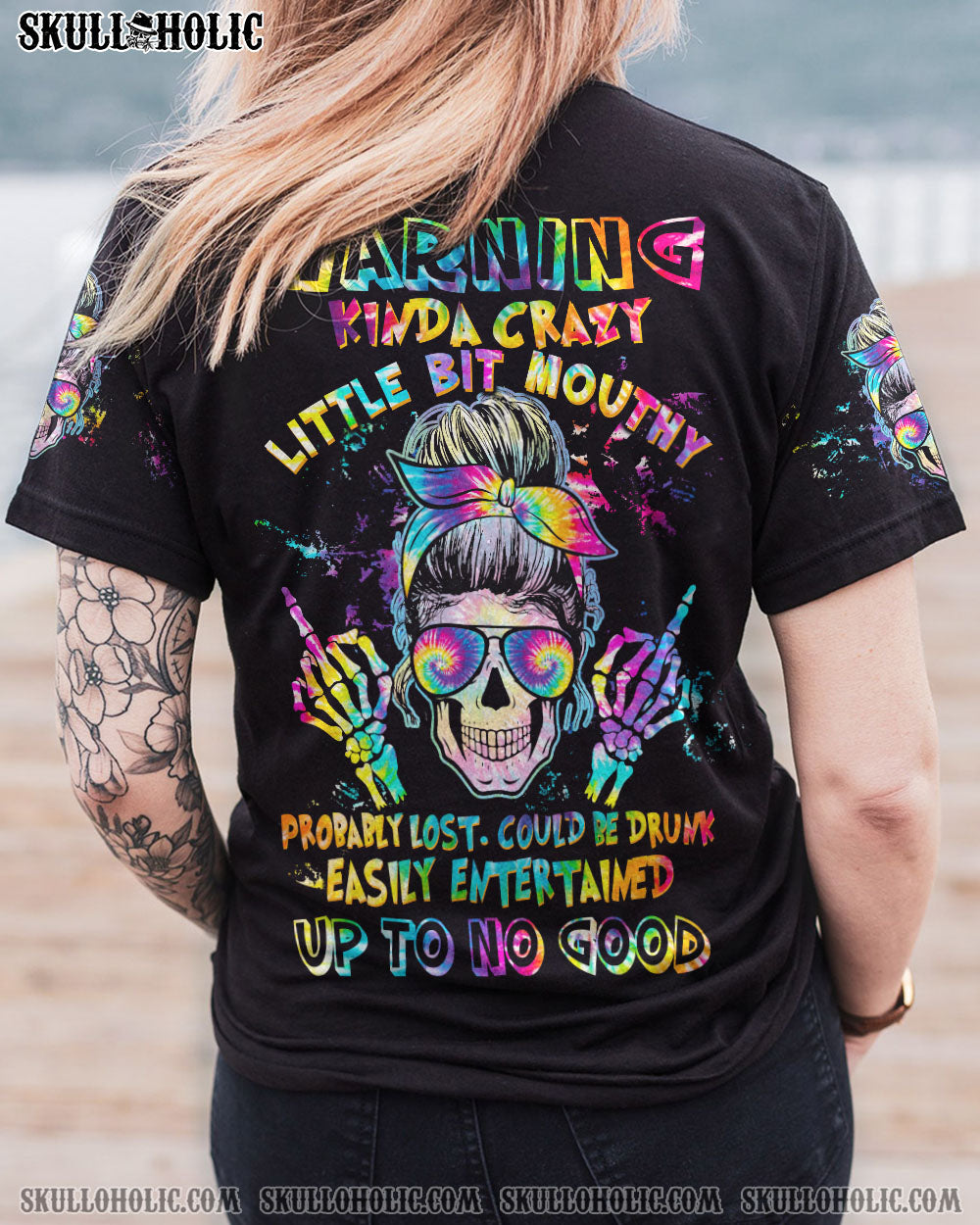 WARNING KINDA CRAZY TIE DYE MESSY BUN ALL OVER PRINT - TLTW2702234