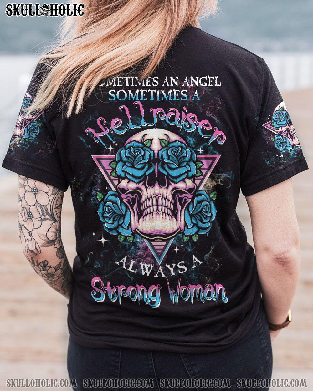 ALWAYS A STRONG WOMAN TRIANGLE SKULL ALL OVER PRINT - TLTW2202231