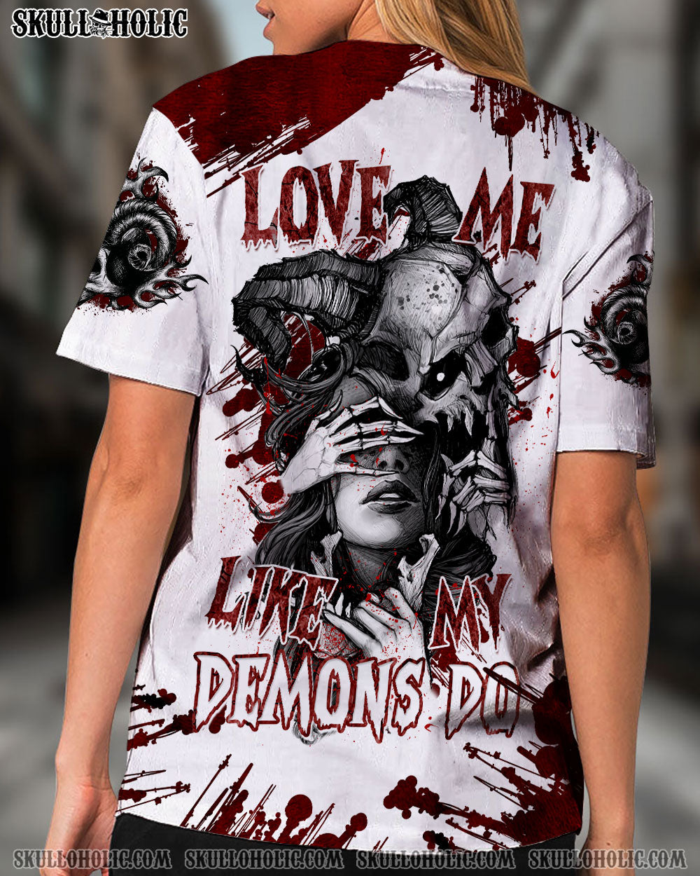 LOVE ME LIKE MY DEMONS DO SKULL BASEBALL JERSEY - YHTG2909224