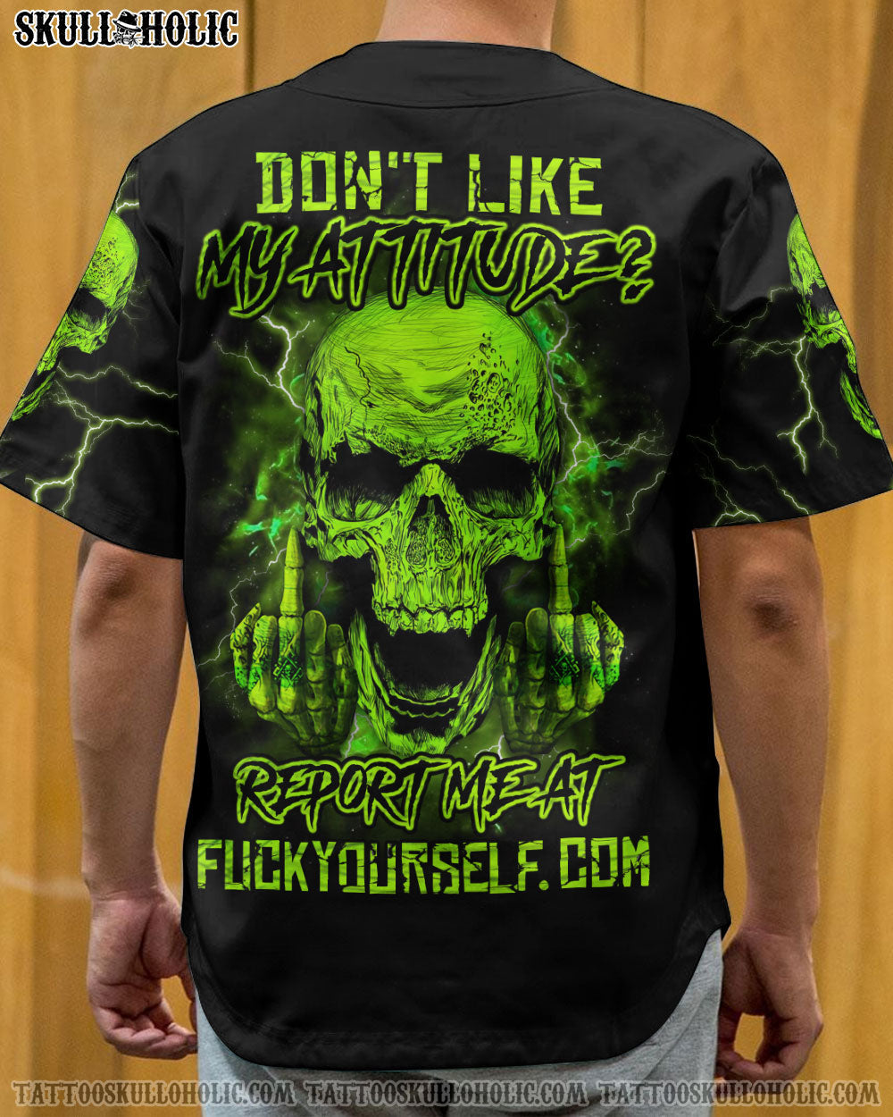 DON'T LIKE MY ATTITUDE SKULL BASEBALL JERSEY- YHHN2207223KI