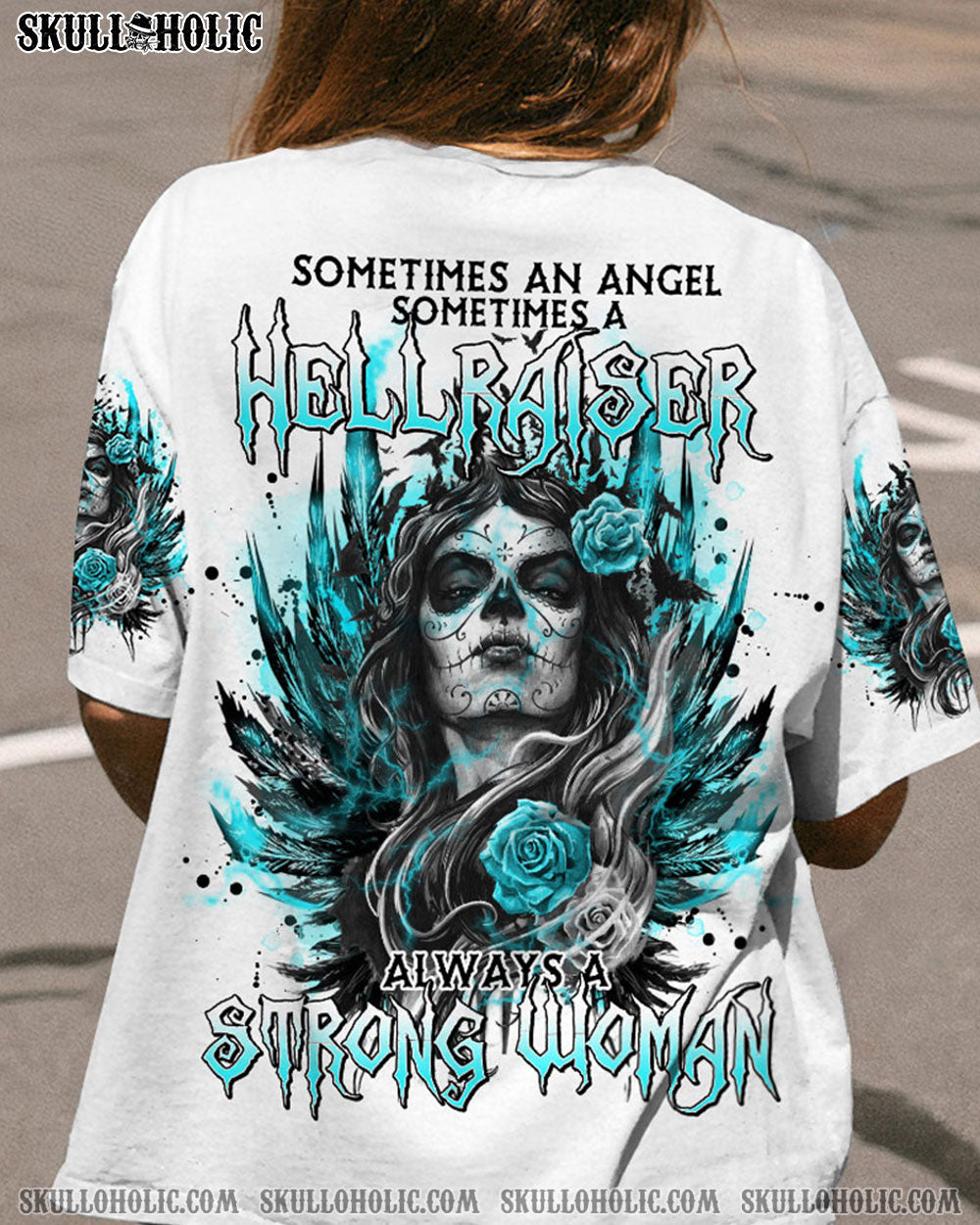 ALWAYS A STRONG WOMAN SUGAR SKULL WINGS ALL OVER PRINT - TLNO0803232