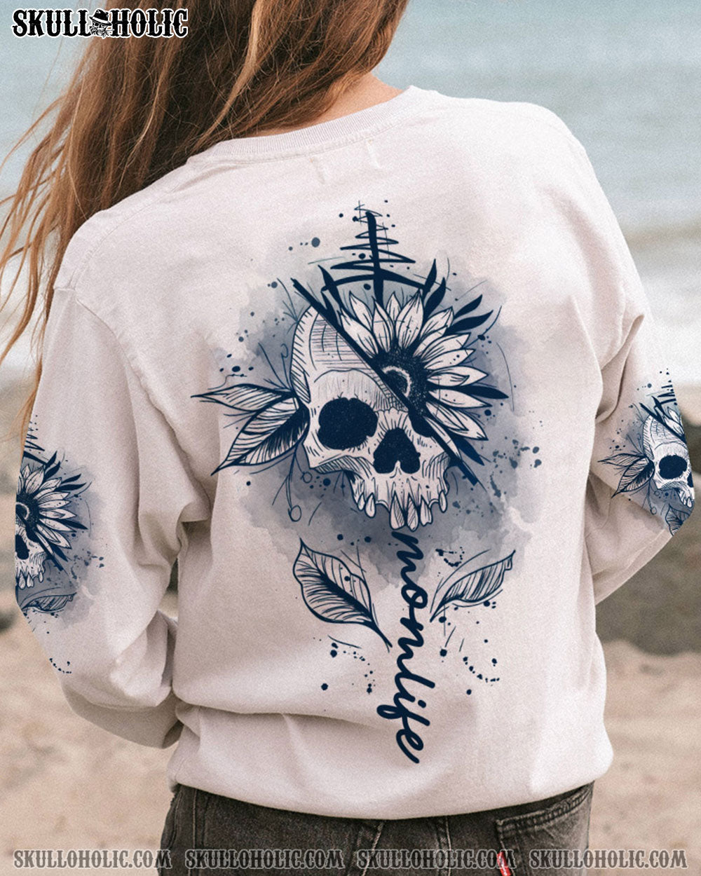 MOM LIFE SUNFLOWER SKULL SKETCH ALL OVER PRINT - TLNZ0703231