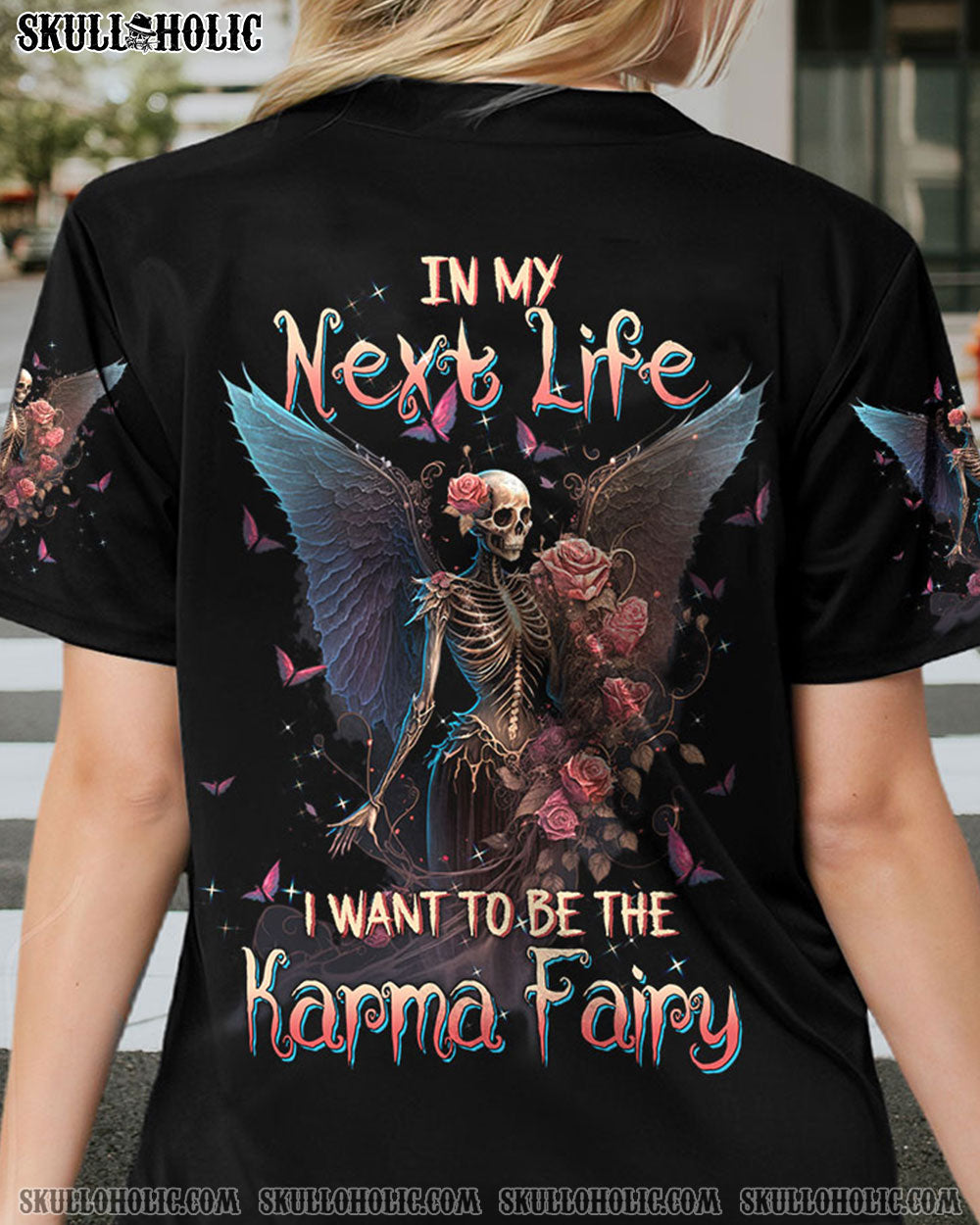 KARMA FAIRY SKULL SKELETON ROSE BASEBALL JERSEY - TLTW0602232