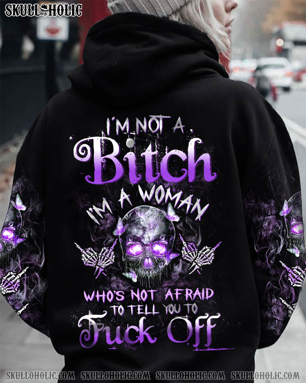 I'M NOT A B I'M A WOMAN SKULL SMOKE ALL OVER PRINT - TLTW0901232