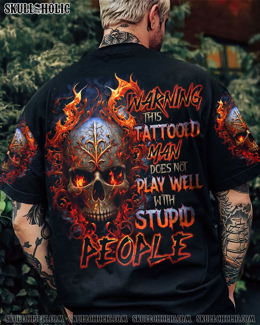 WARNING THIS TATTOOED MAN SKULL ALL OVER PRINT - TLNO1404233