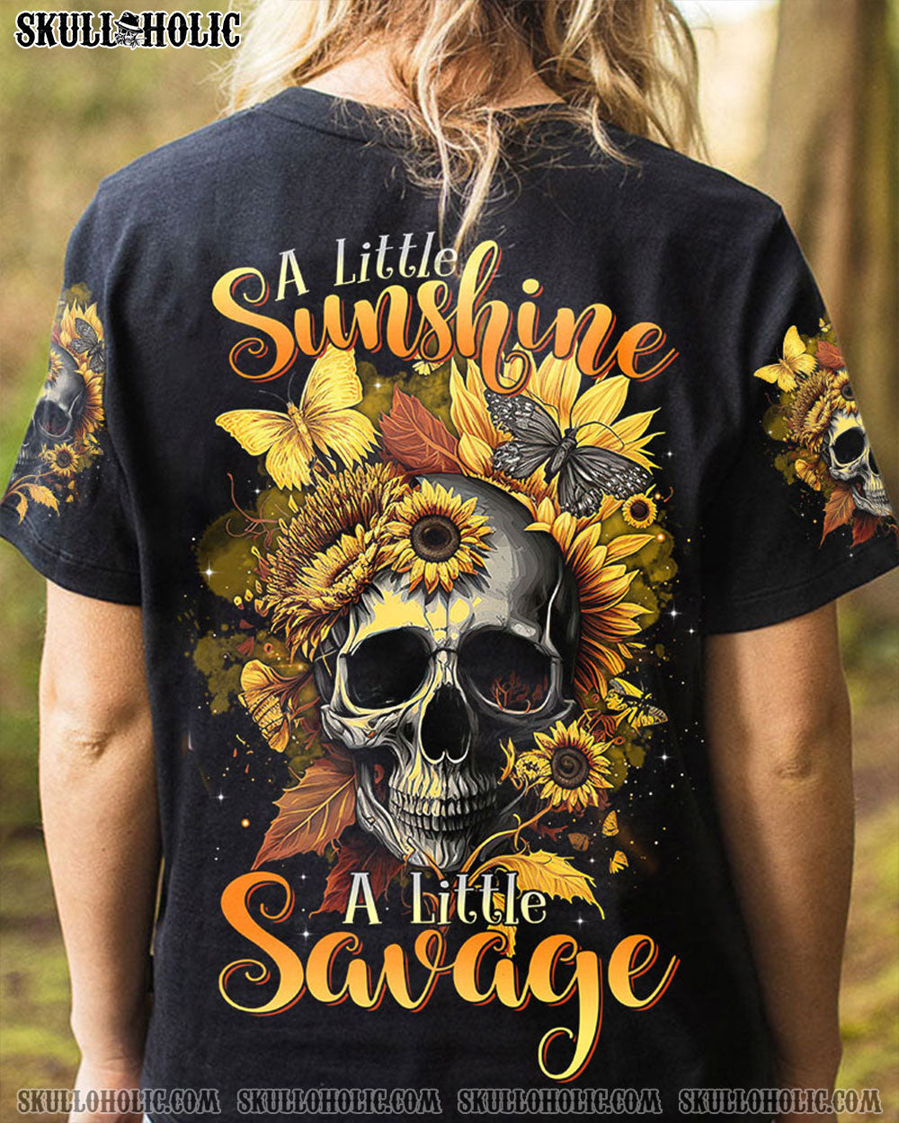 A LITTLE SUNSHINE A LITTLE SAVAGE SKULL SUNFLOWER ALL OVER PRINT - TLTR2204232