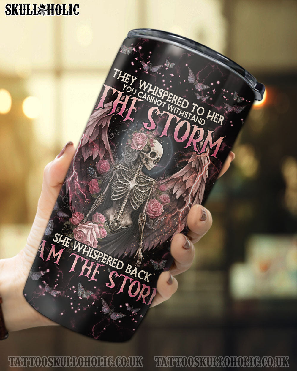 I AM THE STORM SKELETON ROSES WINGS TUMBLER - TLNO0602232