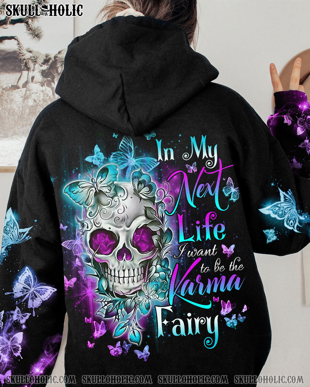 KARMA FAIRY SKULL FLOWER ALL OVER PRINT - TLNO231222