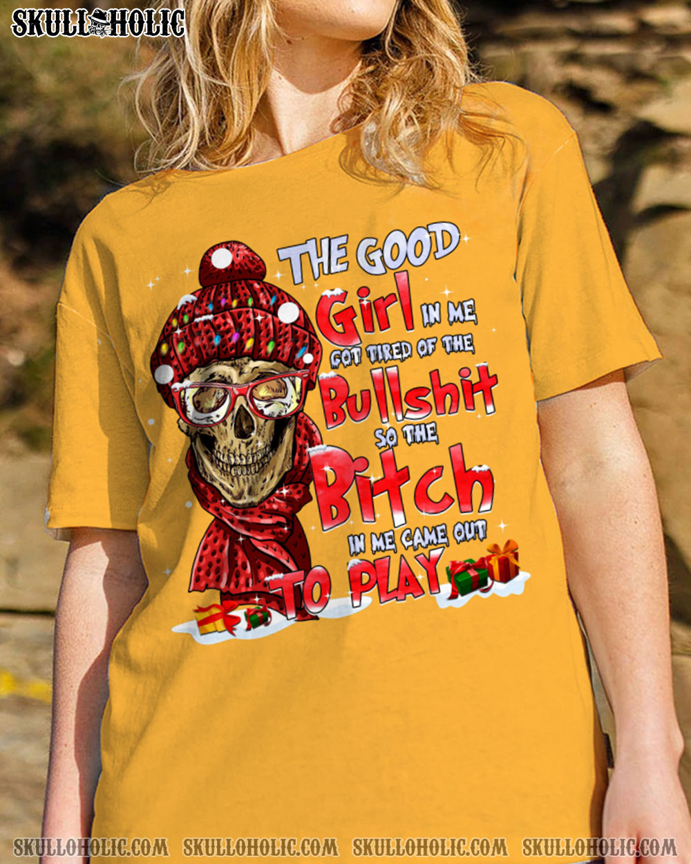 THE GOOD GIRL IN ME SKULL CHRISTMAS COTTON SHIRT - TLTM1009222