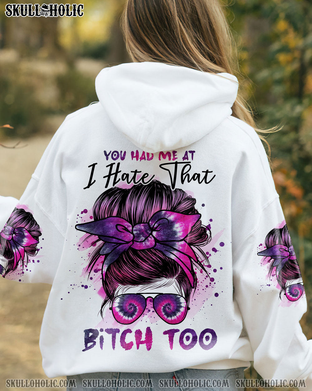 YOU HAD ME AT MESSY BUN PURPLE TIE DYE ALL OVER PRINT - TLNO3012221