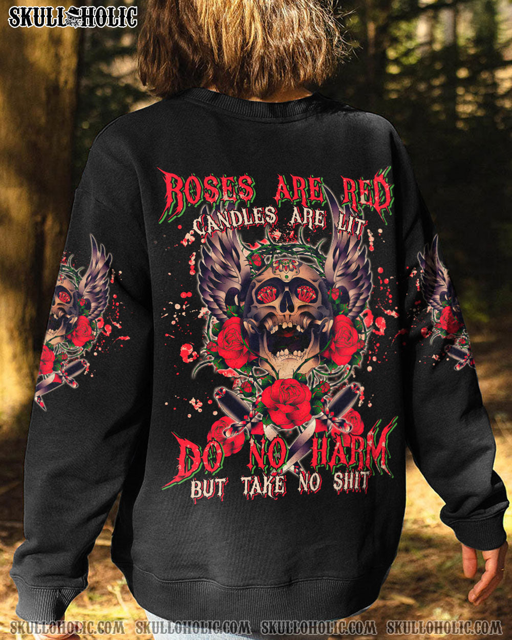 ROSES ARE RED CANDLES ARE LIT SKULL ALL OVER PRINT - TLTM0601232