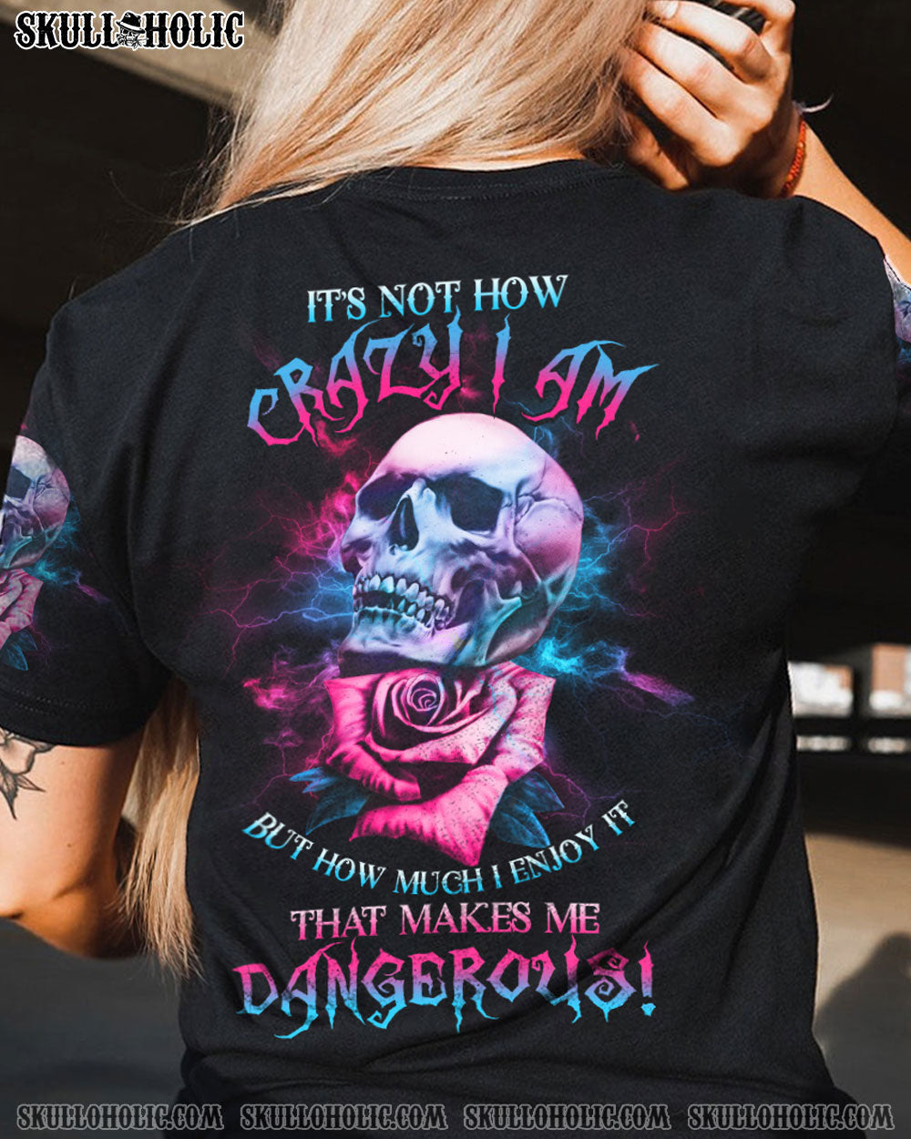 IT'S NOT HOW CRAZY I AM ROSE SKULL ALL OVER PRINT - YHHG1701234