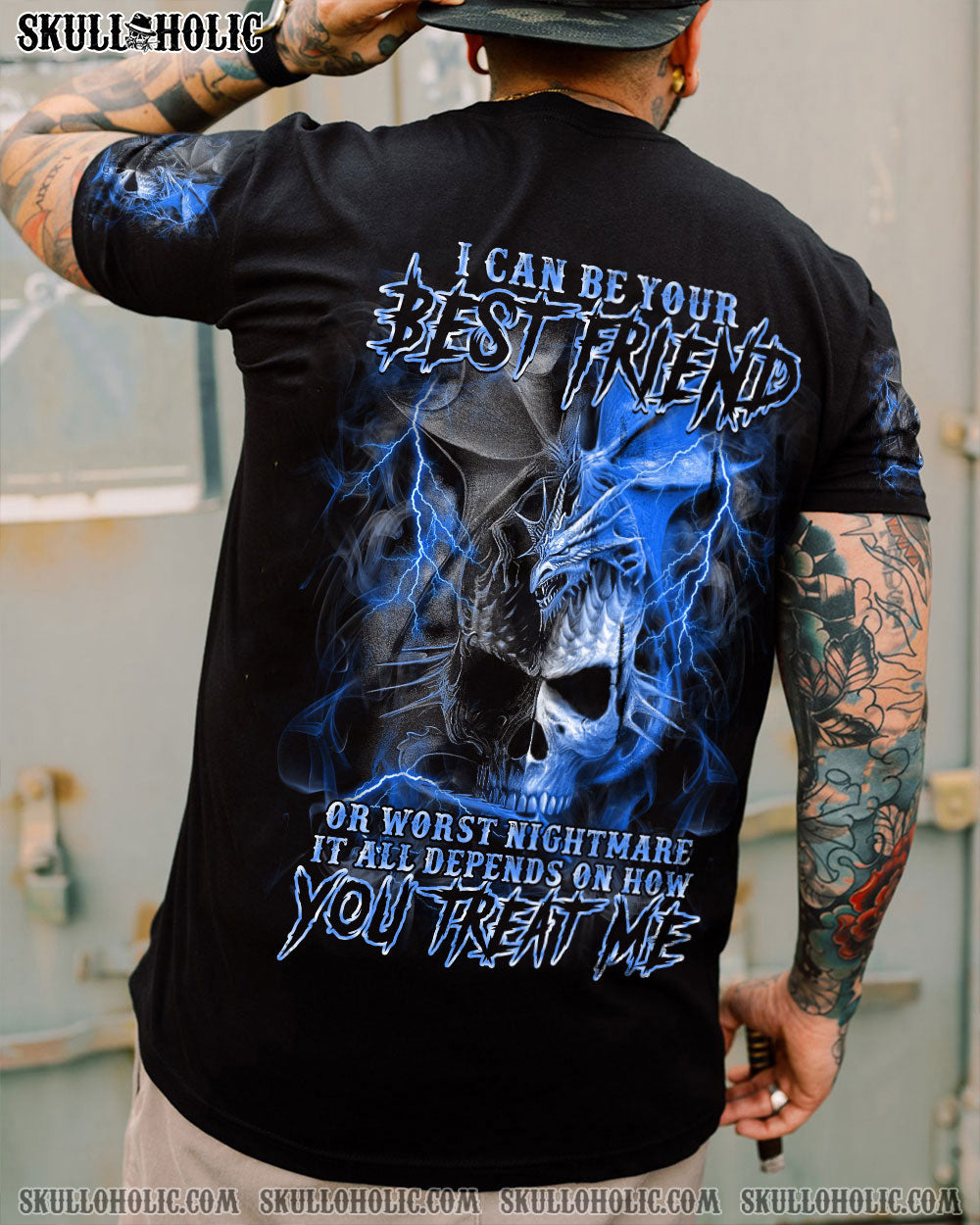 I CAN BE YOUR BEST FRIEND OR WORST NIGHTMARE SKULL DRAGON ALL OVER PRINT - TLTM2907223