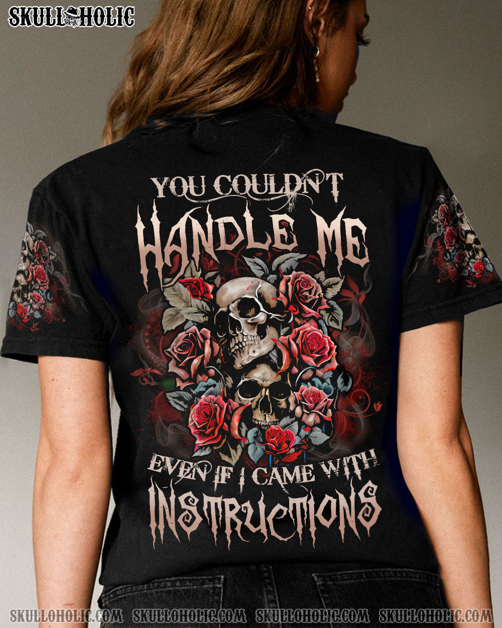 YOU COULDN'T HANDLE ME FLOWER SKULL ALL OVER PRINT - YHLN0202233