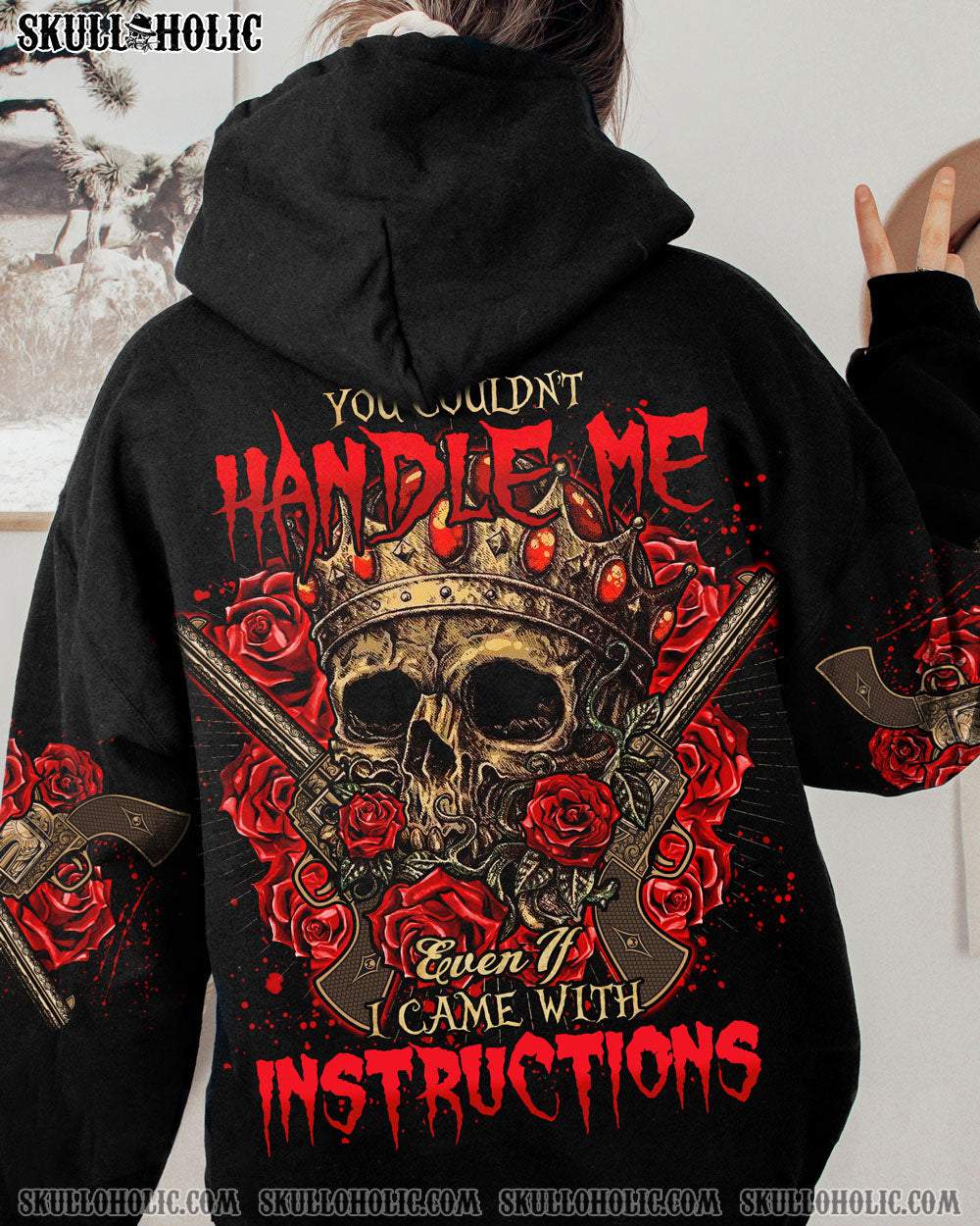 YOU COULDN'T HANDLE ME CROWN SKULL VINTAGE ALL OVER PRINT - TLNO2112222