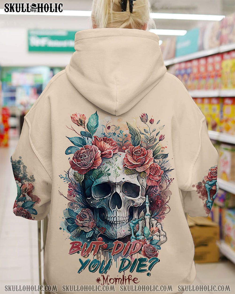 BUT DID YOU DIE MOM LIFE WATERCOLOR SKULL ALL OVER PRINT - TLTR2702233