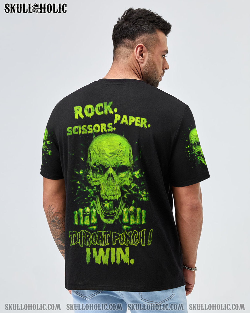 THROAT PUNCH I WIN SKULL GREEN ALL OVER PRINT - TLNZ2612221