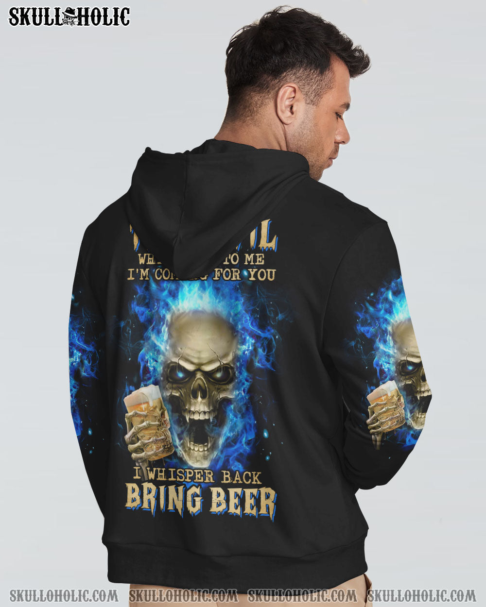 THE DEVIL WHISPERED TO ME BRING BEER SKULL ALL OVER PRINT - YHHN0610223