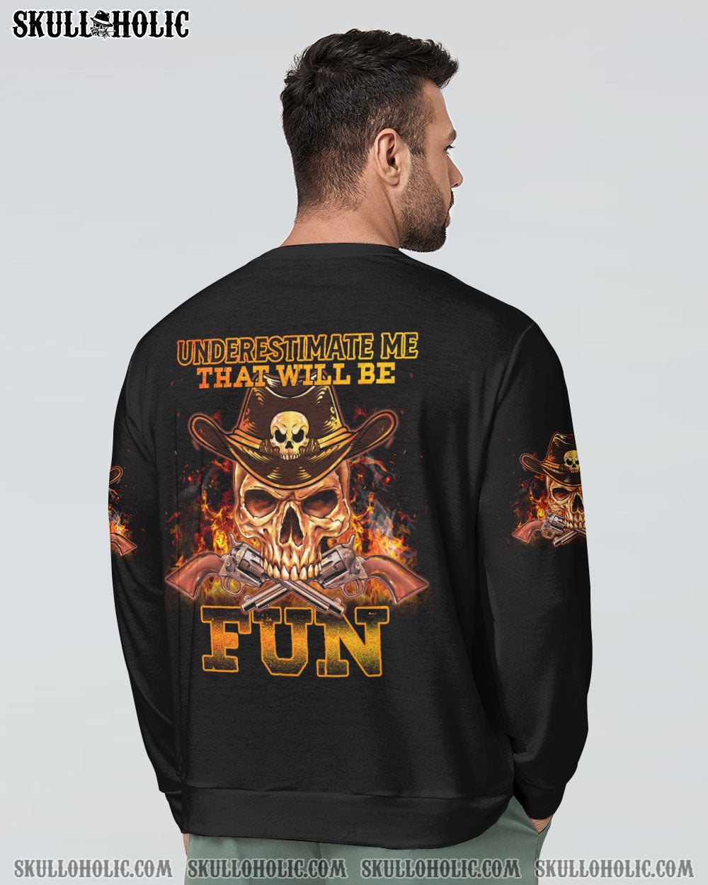 UNDERESTIMATE ME FIRE SKULL VINTAGE ALL OVER PRINT - TLTM0310222