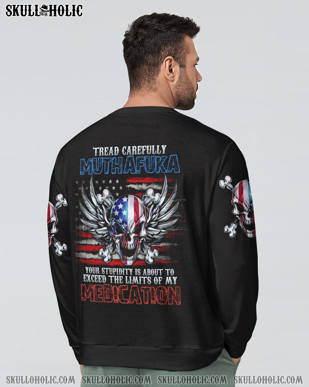 TREAD CAREFULLY WINGS SKULL ALL OVER PRINT - TLNZ1410223