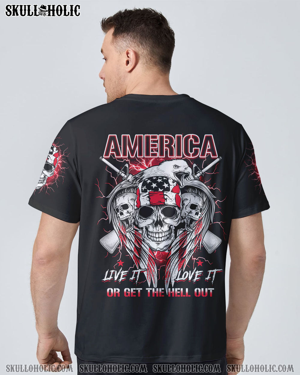 AMERICA LIVE IT LOVE IT OR GET THE HELL OUT SKULL ALL OVER PRINT - YHTG1909223