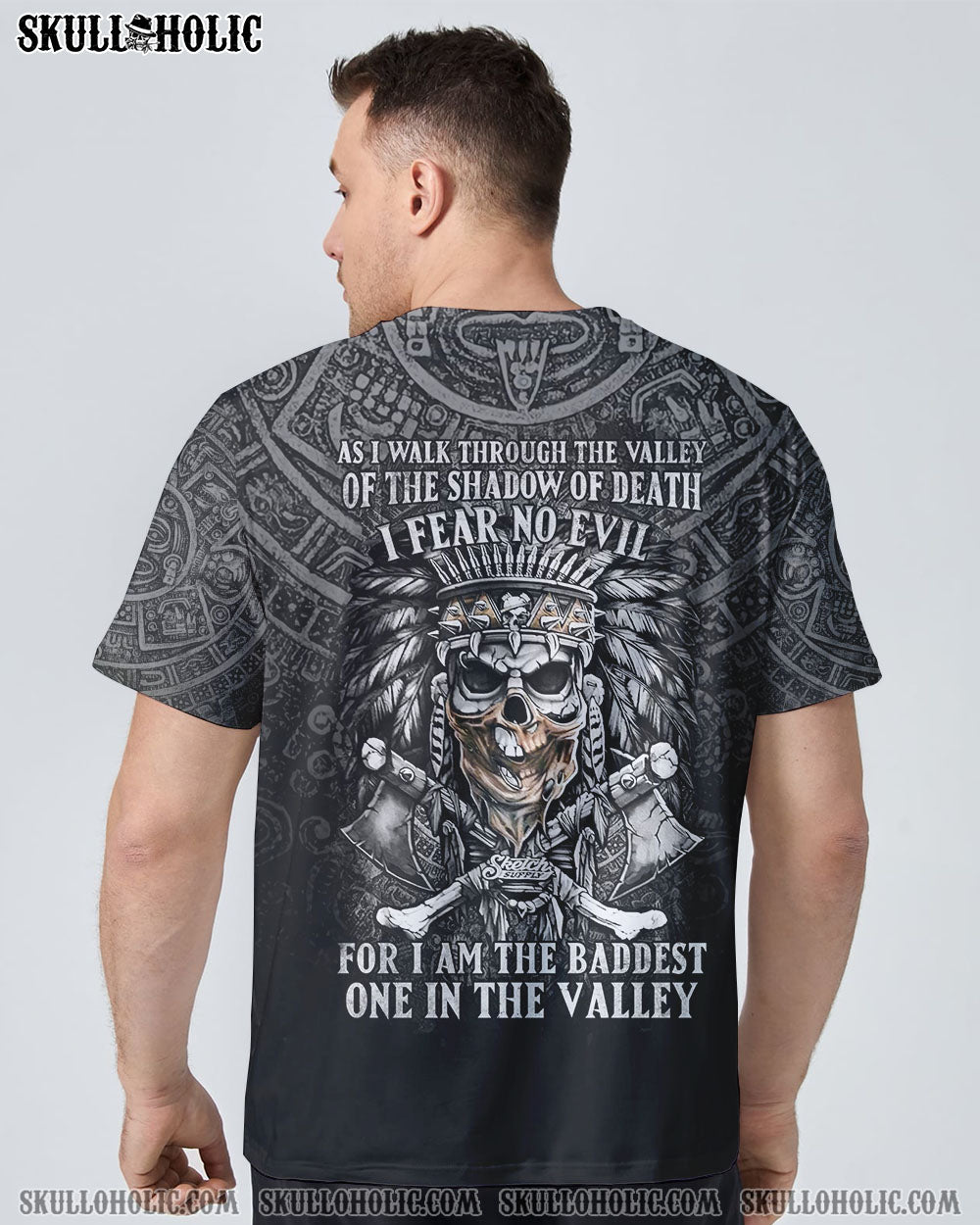 AS I WALK THROUGH THE VALLEY AZTEC SKULL ALL OVER PRINT - YHTG1410223