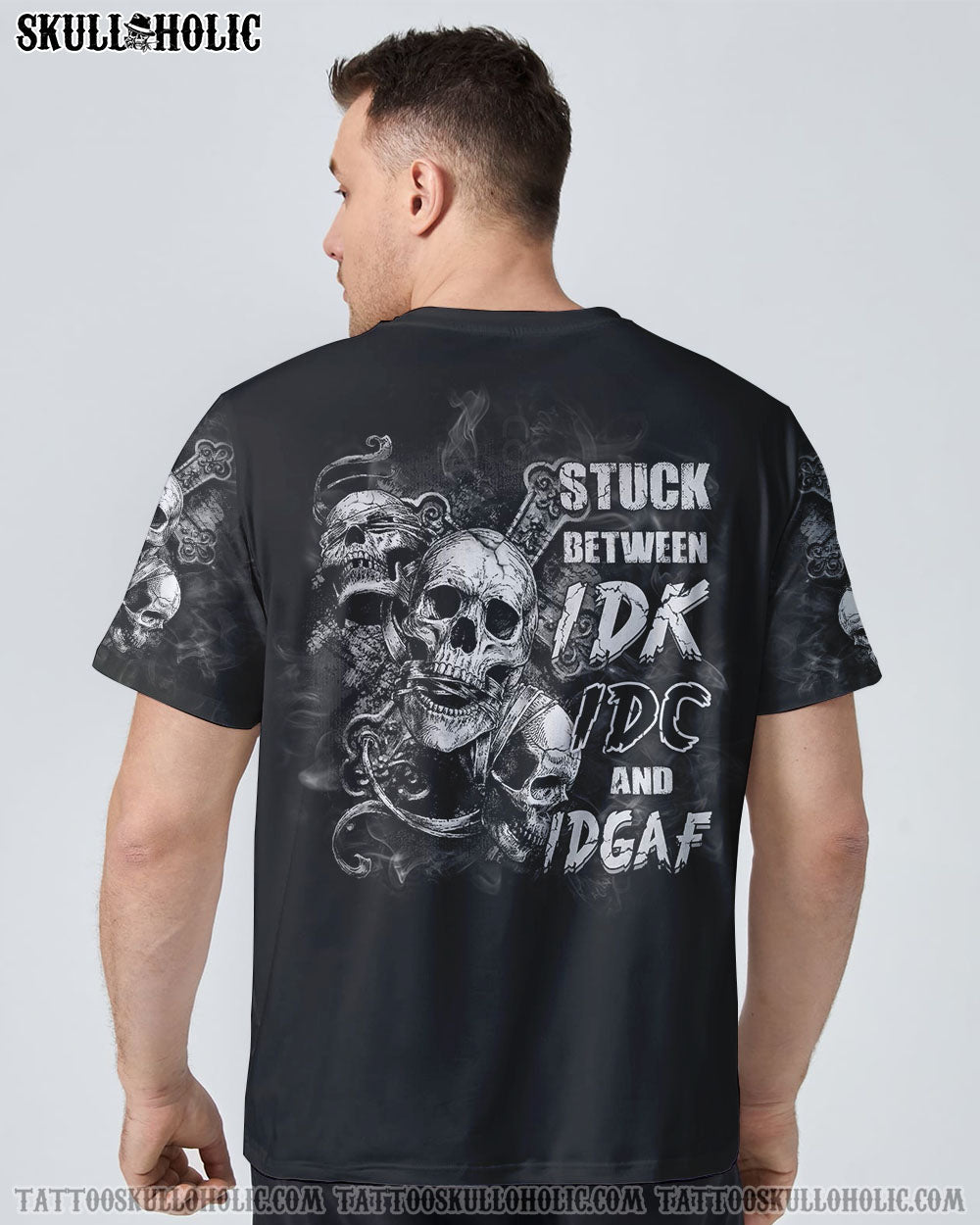 STUCK BETWEEN IDK IDC AND IDGAF SKULL ALL OVER PRINT - YHTH2707224KI