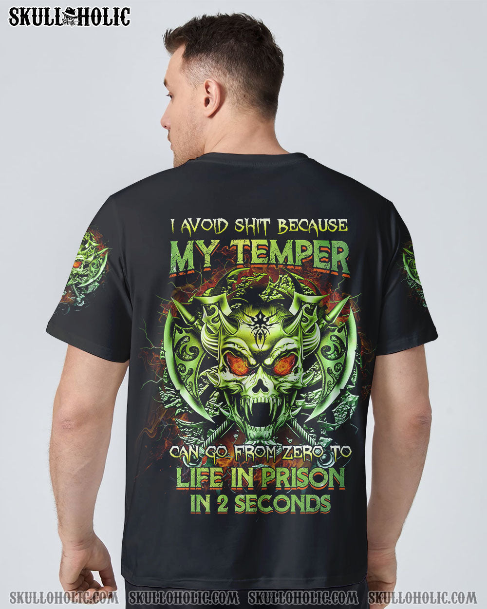 MY TEMPER CAN GO FROM ZERO SKULL ALL OVER PRINT - YHTG0710222