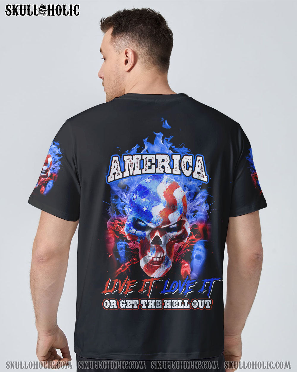 AMERICA LIVE IT LOVE IT OR GET THE HELL OUT SKULL ALL OVER PRINT - YHTG0510221